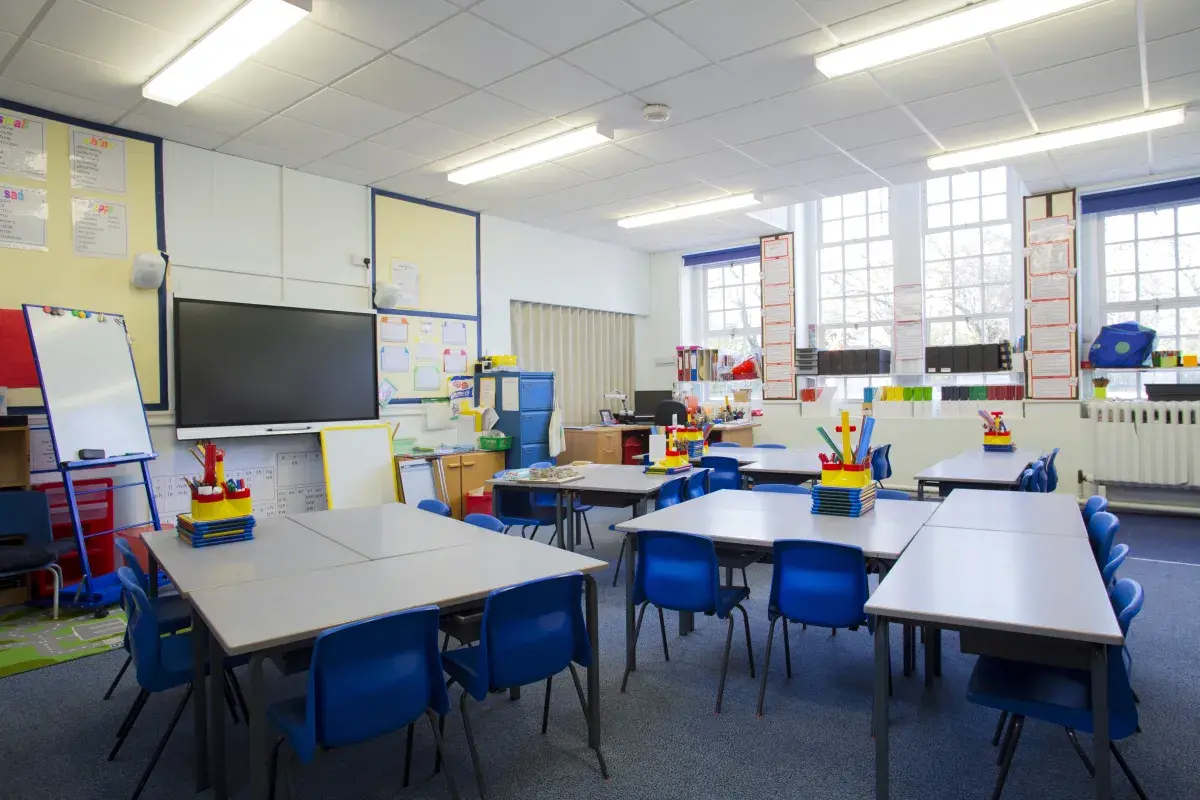 Classroom monitoring scene used for school IAQ context.