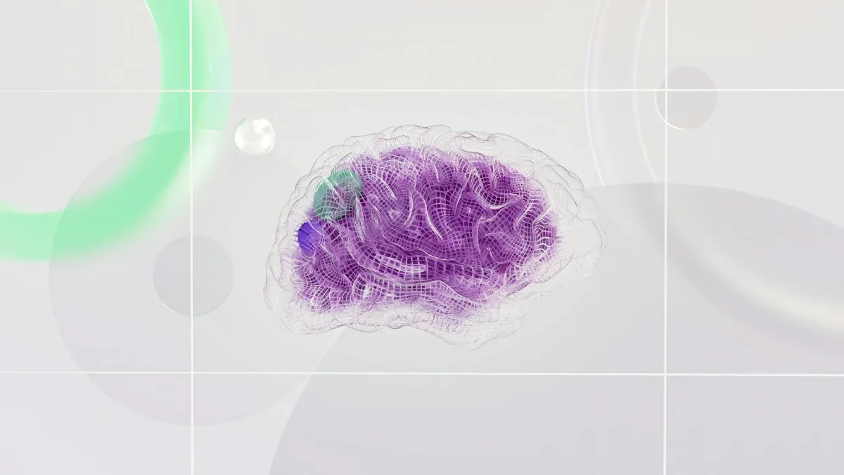Un fond dégradé simple avec un pictogramme stylisé de cerveau et point d'interrogation.
